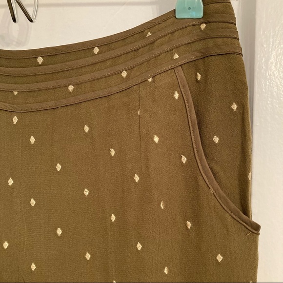 Anthro Green and Gold Slacks - Picture 2 of 5